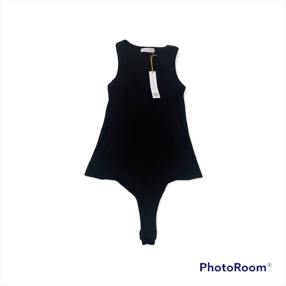 Black Sleeveless Bodysuit Tank Top